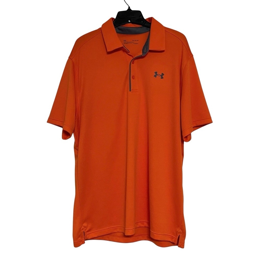 Under Armour Loose Fit Orange Blue Striped Golf Polo Shirts Set of Two Size XL - Picture 2 of 5